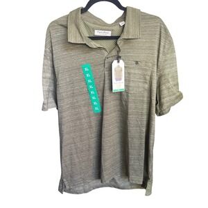 English Laundry Mens Olive Canvas Heathered Polo Shirt XL Short Sleeve NWT‎